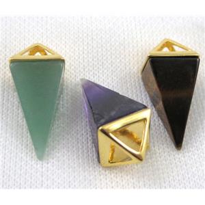 mix gemstone pendulum pendant, gold plated, approx 15-35mm [GMPDA5452]