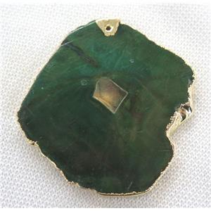 green agate slice pendant, freeform, approx 30-70mm [GMPDA5508]