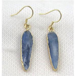 Kyanite earring, teardrop, gold plated, approx 8-27mm [GMPDA5592]