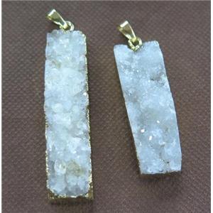 white agate druzy pendant, rectangle, gold plated, approx 12-50mm [GMPDA5648]