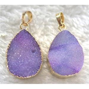 purple quartz teardrop pendant, gold plated, approx 15-20mm [GMPDA5651]