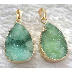 green quartz teardrop pendant, gold plated, approx 15-20mm [GMPDA5652]
