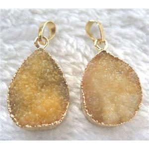 yellow quartz teardrop pendant, gold plated, approx 15-20mm [GMPDA5653]