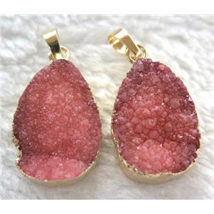 red quartz teardrop pendant, gold plated, approx 15-20mm [GMPDA5654]