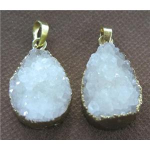 white quartz teardrop pendant, gold plated, approx 15-20mm [GMPDA5657]