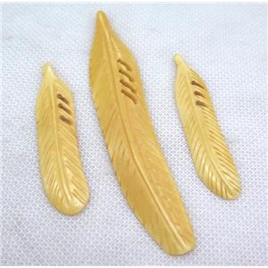 yellow bone feather pendant, approx 20-105mm [GMPDA5662-L]