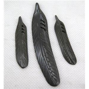 black bone feather pendant, approx 20-105mm [GMPDA5663-L]