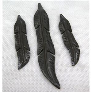 black bone feather pendant, approx 13-72mm [GMPDA5666-S]