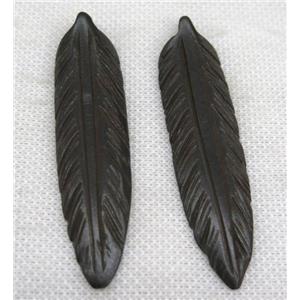 black bone feather pendant, approx 15-75mm [GMPDA5669]