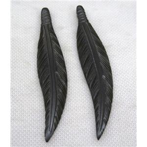 black bone feather pendant, approx 20-105mm [GMPDA5672]