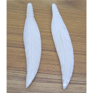white bone feather pendant, approx 20-105mm [GMPDA5673]