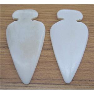 white bone arrowhead pendant without hole, approx 30-60mm [GMPDA5677]