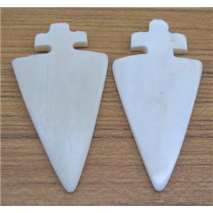 white bone arrowhead pendant without hole, approx 35-60mm [GMPDA5679]