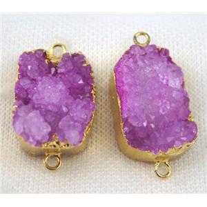 hotpink druzy agate connector, oval, gold plated, approx 20-35mm [GMPDA5702]