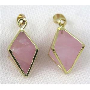 rose quartz pendant, pink, gold plated, approx 15-25mm [GMPDA5758]