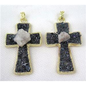 gemstone pendant, cross, approx 40-60mm [GMPDA5761]