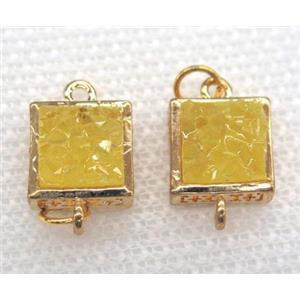 gemstone connector, square, gold plated, approx 10x10mm [GMPDA5784]