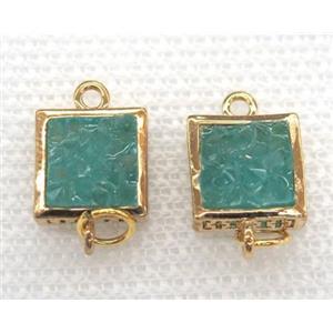 gemstone connector, square, gold plated, approx 10x10mm [GMPDA5787]