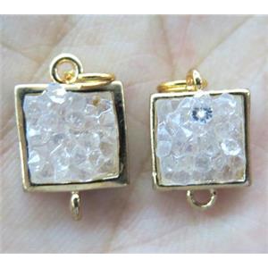 gemstone connector, square, gold plated, approx 10x10mm [GMPDA5789]