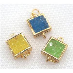 gemstone connector, square, gold plated, approx 10x10mm [GMPDA5790]
