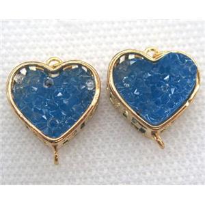 gemstone connector, heart, gold plated, approx 16mm dia [GMPDA5822]