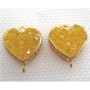 gemstone connector, heart, gold plated, approx 16mm dia [GMPDA5823]