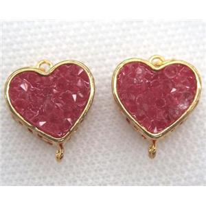 gemstone connector, heart, gold plated, approx 16mm dia [GMPDA5824]