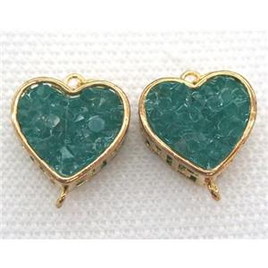 gemstone connector, heart, gold plated, approx 16mm dia [GMPDA5825]