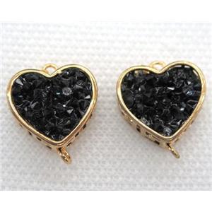 gemstone connector, heart, gold plated, approx 16mm dia [GMPDA5826]
