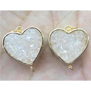 gemstone connector, heart, gold plated, approx 16mm dia [GMPDA5827]
