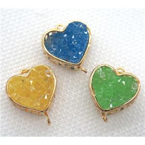 gemstone connector, heart, gold plated, approx 16mm dia [GMPDA5828]