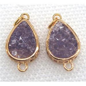 gemstone connector, teardrop, gold plated, approx 12x16mm [GMPDA5829]