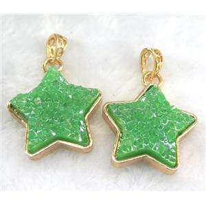 gemstone pendant, star, gold plated, approx 30mm dia [GMPDA5846]