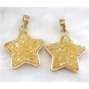 gemstone pendant, star, gold plated, approx 30mm dia [GMPDA5848]