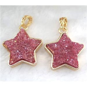 gemstone pendant, star, gold plated, approx 30mm dia [GMPDA5849]