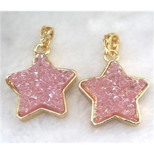 gemstone pendant, star, gold plated, approx 30mm dia [GMPDA5850]