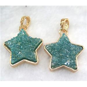 gemstone pendant, star, gold plated, approx 30mm dia [GMPDA5851]