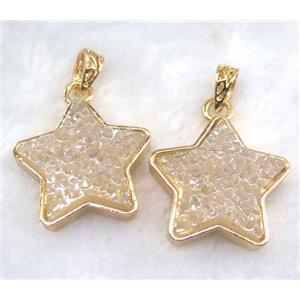 gemstone pendant, star, gold plated, approx 30mm dia [GMPDA5853]