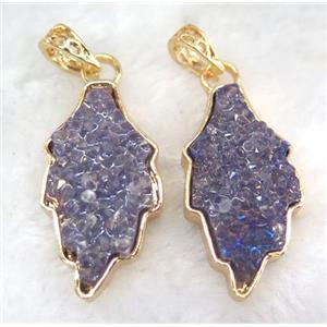 gemstone pendant, leaf, gold plated, approx 20-35mm [GMPDA5855]