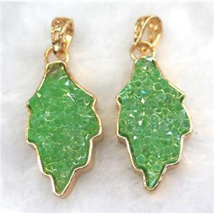 gemstone pendant, leaf, gold plated, approx 20-35mm [GMPDA5856]