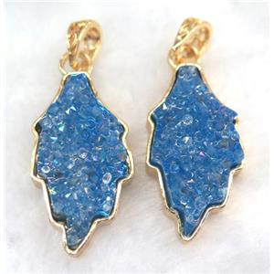 gemstone pendant, leaf, gold plated, approx 20-35mm [GMPDA5857]