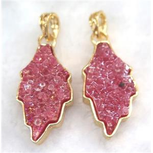 gemstone pendant, leaf, gold plated, approx 20-35mm [GMPDA5859]