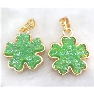 druzy resin pendant, gold plated, approx 25mm dia [GMPDA5876]