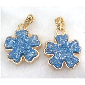 druzy resin pendant, gold plated, approx 25mm dia [GMPDA5877]