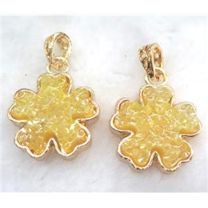 druzy resin pendant, gold plated, approx 25mm dia [GMPDA5878]