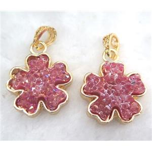 druzy resin pendant, gold plated, approx 25mm dia [GMPDA5879]