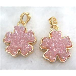 druzy resin pendant, gold plated, approx 25mm dia [GMPDA5880]
