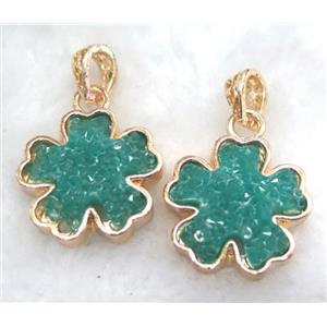 druzy resin pendant, gold plated, approx 25mm dia [GMPDA5881]