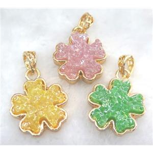 druzy resin pendant, gold plated, approx 25mm dia [GMPDA5884]