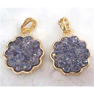 druzy resin pendant, gold plated, approx 23mm dia [GMPDA5885]